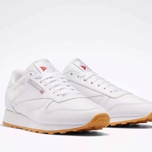 Reebok White Leather Sneakers with Gum Sole